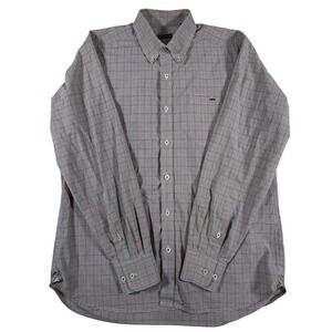 Fish Hippie Mens Tailored Fit Tattersall Check Button Down‎ Shirt Large Red Blue